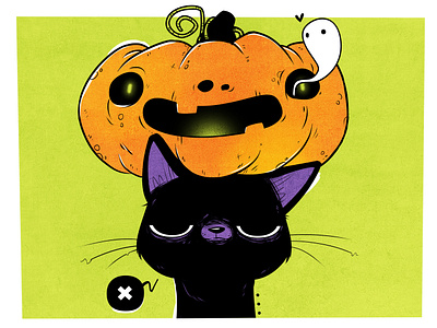 haunted pumpkin cat characterdesign digitalart digitalillustration digitalwork halloween illustration pumpkin