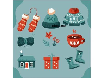 Elements Collection Winter Season Illustration boots celebration cheerful cottage cozy decoration drink festive flowers gift holiday present seasonal snow sweater tradition warmth weather winter