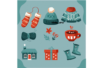 Elements Collection Winter Season Illustration boots celebration cheerful cottage cozy decoration drink festive flowers gift holiday present seasonal snow sweater tradition warmth weather winter