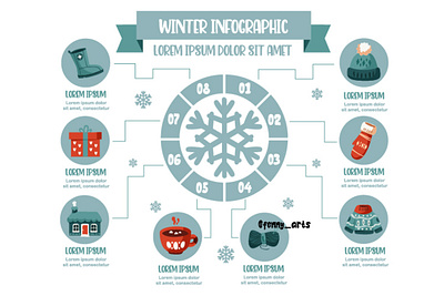 Winter Infographic Concept Illustration activities celebration cozy decoration drink family festive gift holiday infographic information nature season seasonal snowflake snowman sweater tradition warmth winter