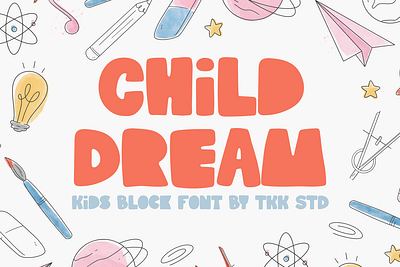 Child Dream – Kids Block Font block branding cartoon children design display font font funny gaming kids playful poster thumbnails youtube