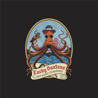 Lucky Santana branding design graphic design illustration logo octopus vector vintage