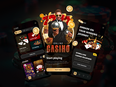 Casino App - 3D Style 3d app bet casino darkmode mobile app ui uid