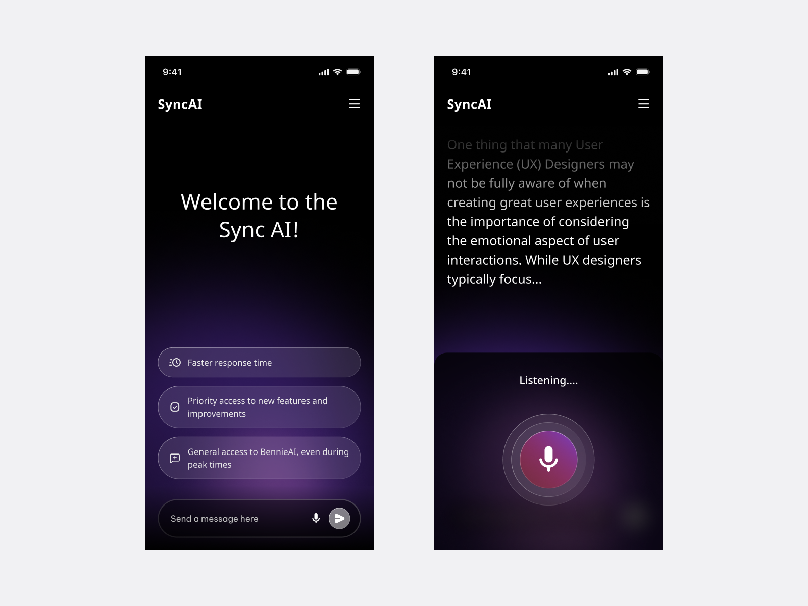 SyncAI - Chat with AI Apps ai app artificial intelligence chat chat app design illustrator message mockups ui