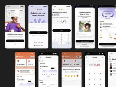 Meenash - Budget and Expense Tracker UI Kit bank budget dollar expanse finance fintech management mobile money statisctic stats track tracker transfer ui kit wallet