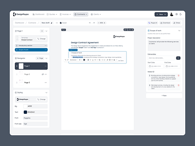 Contract editor for designers app contract design designers editor figma minimal saas software ui ux