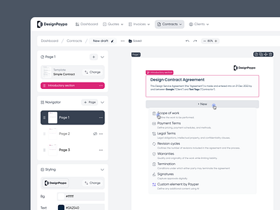 Contract editor for designers app contract design designers editor figma minimal saas software ui ux