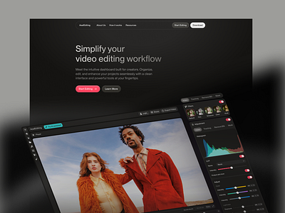Asal Editing - Landing Page Design clean dashboard design gradient landing page linear minimal minimalist saas saas design saas landing page saas website video editing video editing landing page video editor website