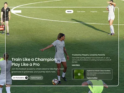 Football Academy Landing Page blog design figma football football landing page landing page modern modern design soccer sport sport landing page template ui ui design uiuxdesign ux website website design website template