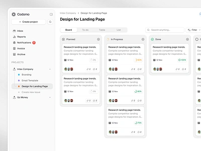 Kanban Board board clean collaboration dashboard design desktop kanban board landing page minimal modern project management saas task manager todo list tracking ui ui design uiux web app whitespace