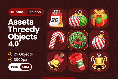 CHRISTMAS OBJECT 3D ICONS 3d branding christmas decoration design graphic design icon icon assets illustration ui ux website design xmas