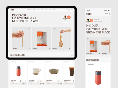 Moss E-commerce Website clean design e commerce ecommerce landing page modern online shop platform shop shopify shoping shopping cart store ui web web design webdesign website