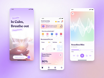 Wellness Meditation Mobile App Design android app app app design app ui design focotik graphic design health app design healthcare ios ios mobile app meditation app mental health mobile app mood tracker ui ui ux wellness wellness app yoga app