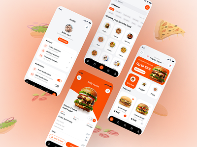 Food Delivery Mobile App Redesign add cart burger courier delivery service dinner discover fast food food and drink food app food delivery food marketplace food order minimal order food popular restaurant restaurant app salad ui design uiux