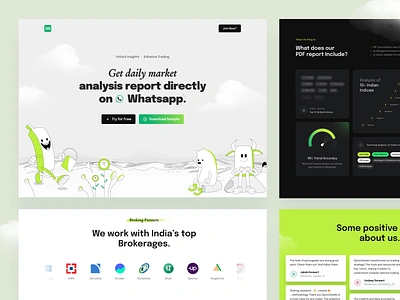 1ly Options Landing page ai bear bento cards branding bull candlestick contact dashboard design enterprise illustration landing page logos pitch deck stock market testimonials trading ui website zerodha