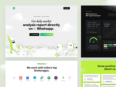 1ly Options Landing page ai bear bento cards branding bull candlestick contact dashboard design enterprise illustration landing page logos pitch deck stock market testimonials trading ui website zerodha