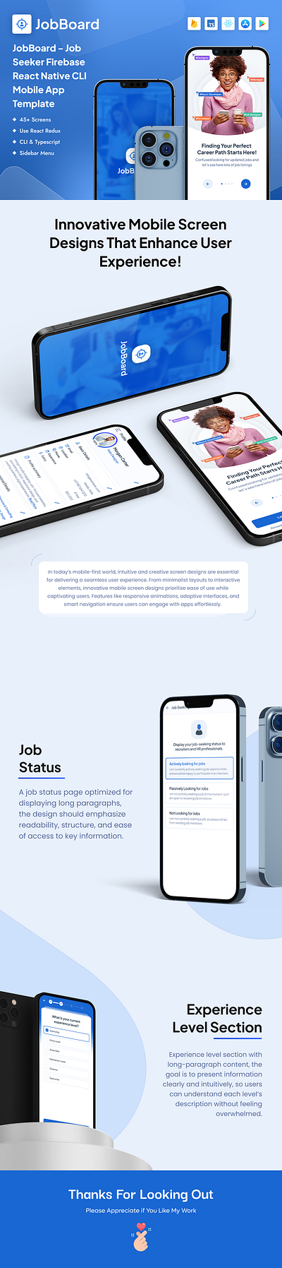 JobBoard- JobSeeker Firebase React NativeCLI Mobile App Template branding creative design illustration logo product design react native template ui ui design uiux user experience user interface ux design web web design web development website