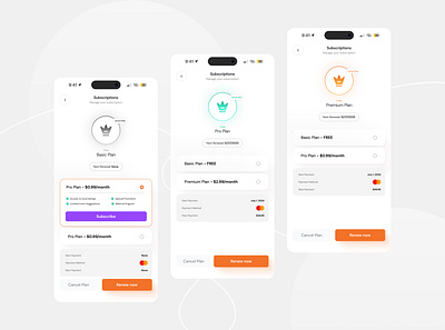 Pricing Plan Mobile App | Subscriptions interactive design ui