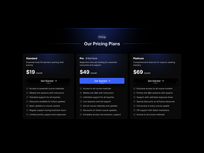 Pricing Cards card desktop glassmorphism gradient modern price pricing ui ui design ux ux design web webapp