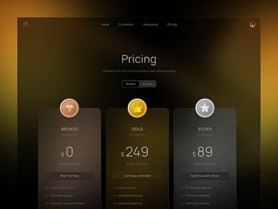 Pricing Page Design creative custom billing dark mode dark theme dashboard design landing page membership modern pricing pricing plans product design saas ui uiux web web app webpage