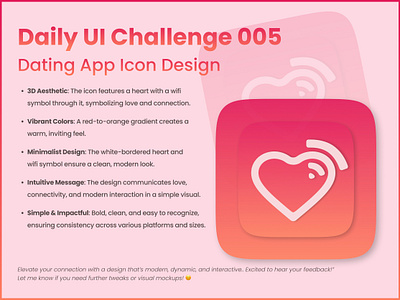 Daily UI Challenge 005: Dating App Icon Design | #DailyUI app icon creativity daily ui challenge gradient icon design minimalist design ui design