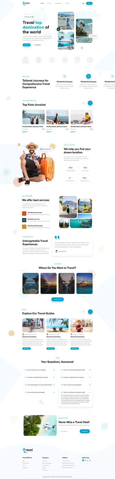 Travel - Landing page Website template blue branding graphic design landing landing page onepage sky template travel ui website