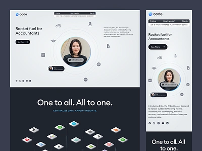 Oode Website Design accountant ai ai bookeeper branding client support dark data collection design ecommerce finacial illustration landing page online business oode responsive scheduling ui ux web website