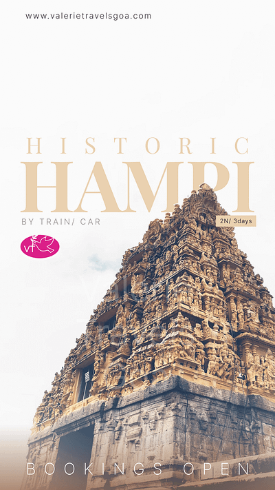 Hampi: A Timeless Travel Poster colorpalette design graphic design graphicdesign hampi tour hampitravel india travel creatives indiandesign minimal poster design minimal typographic poster posterdesign social media design travelposter typography visual design visualdesign