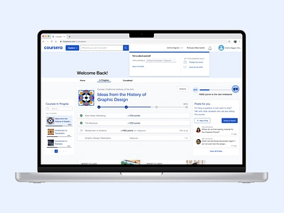 Coursera's 'In-progress' Re-design design system information architecture ui ux