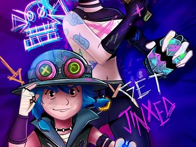 Jinx - Animated FanArt 2dart after effects animation cartoon color palette comic comic style concept art fantasy freelancer gif loop neon poster procreate