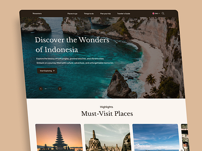 Nusantara - Tourism Landing Page creativedesign culturalheritage designfortravel destinationguide discoverindonesia exploreindonesia indonesiatravel interfacedesign landingpage naturalwonders responsivedesign tourism tourismdesign travelinspiration travelwebsite uiuxdesign userfriendlydesign uxdesign webdesign