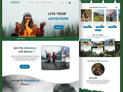 Adventure Website adventure bookingui cleandesign creativeui herosection interactiveui journeyplanner landingpage minimalui modernui naturedesign outdoorui responsivedesign tourism traveldesign travelwebsite uiux userexperience uxuidesign webdesign