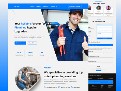 Plumbing Website Landing Page Design landing page landing page design plumbing website ui ux website design