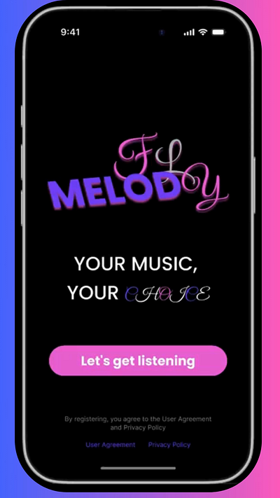 MelodyFly - mobile music application animation design logo mobile app ui