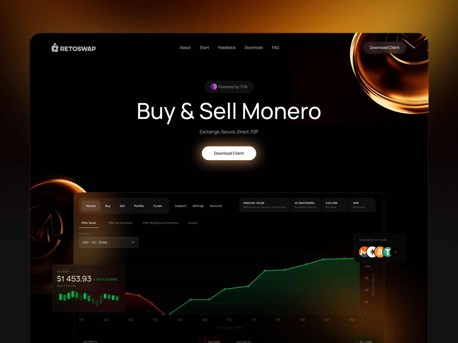 Retoswap | Crypto monero exchanger | Website by Andrii Boichuk on Dribbble
