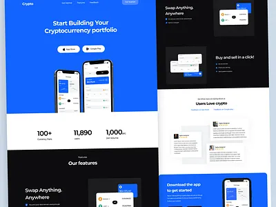 Crypto landing page ui