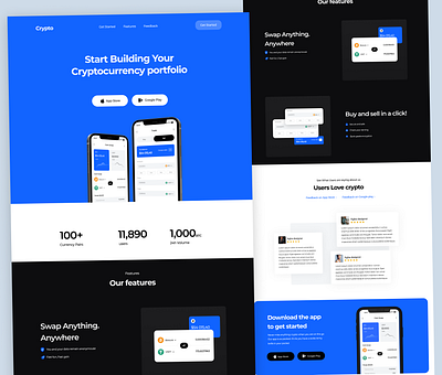 Crypto landing page ui