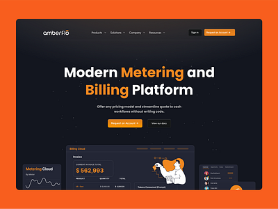 Modern Metering Platform Design billingplatform billingsoftwareui branding darkmodeui interfacedesign minimalui modern metering platform design modernwebdesign orangetheme productdesign professionaldesign saas saasplatformdesign techdesign typography ui web design website designer