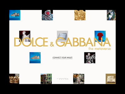 Dolce & Gabbana Metaverse 3d animation dg fashion figma futura gold luxury metaverse nft typography ui vindar walbaum wallet web design web experience website yellow