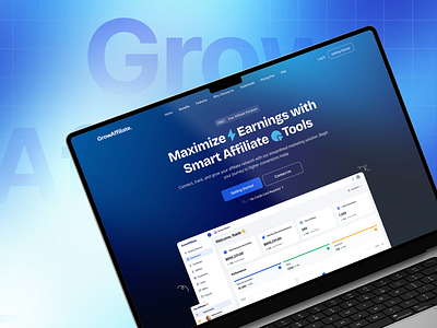 GrowAffiliate – Affiliate Marketing Landing Page Design for SaaS dashboard e commerce finance icons landing page logo design mobile app saas ux web design