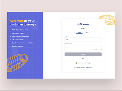 Login design saas ui ux