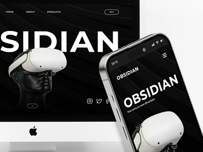 Obsidian VR – Sleek Minimalist Web Concept adobe photoshop black and white figma minimalist ui uiux vr website web design