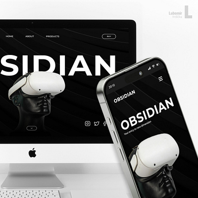 Obsidian VR – Sleek Minimalist Web Concept adobe photoshop black and white figma minimalist ui uiux vr website web design