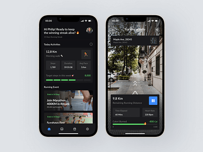 Running Tracking App - Exploration app application dark desain design design app mobile mobile app modern run running running app tracking tracking app ui ui design