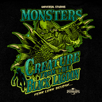 CREATURE FROM THE BLACK LAGOON branding comics creature from the black lagoon david vicente digital art drawing illustration inking logo monster print universal studio