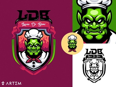 LDB mascot gaming logo design art3m branding cook cooking esport esports logo food gaming graphic design illustration ldb logo logo design mascot mascot logo orc restaurant warcraft world of warcraft wow