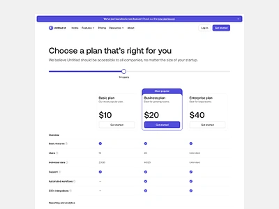 Pricing table — Untitled UI b2b plans pricing pricing page pricing table web design