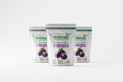 Prune Pouch Bag Design branding design dried food packaging food packaging graphic design illustration label design labels packaging design pouch design pouch label pouch packaging product label product label design prune bag design