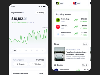 Stock & Investment - Mobile Design banking design finance financial fintech investment ios design mobile design stock ui ui design unpixel ux ux design