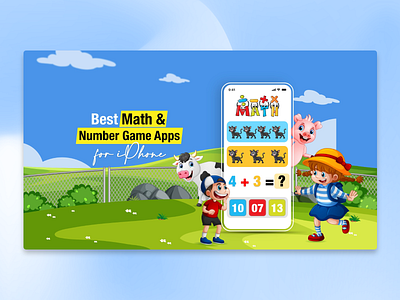 Playful Blog Post Feature Image for Kids' Math Game Apps fun design